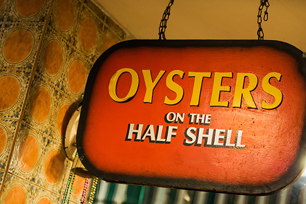 Oysters on the Half Shell Restaurant Sign