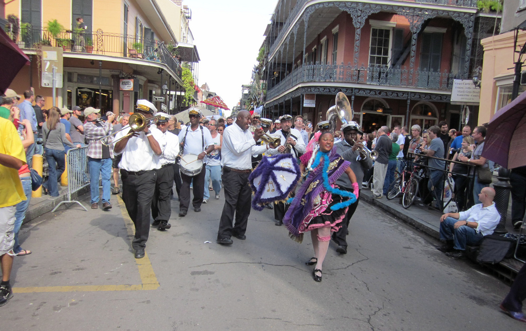 Second line parade in French Quarter