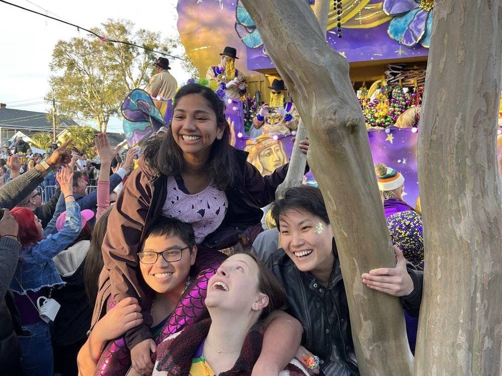 residents at mardi gras parade